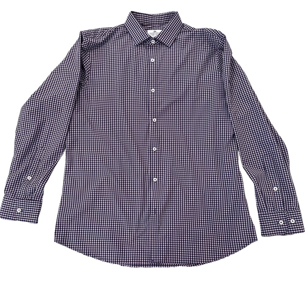 Mizzen Main Gray and Blue Button Down Casual Shirt